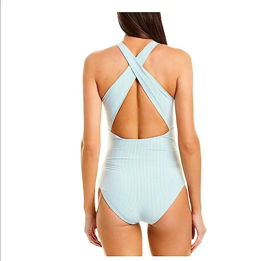 Onia Nicole One-Piece Seersucker Bondi Blue